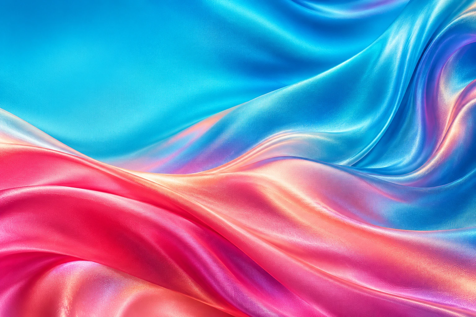 Flowing cyan, coral and fuchsia silk